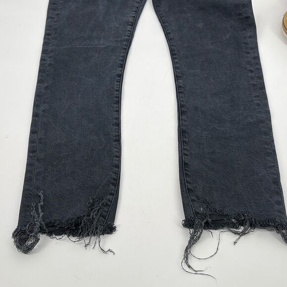 AGOLDE Toni Mid Rise Straight Leg Raw Hem Jeans in Black Feral Wash Size 26 - Picture 6 of 15